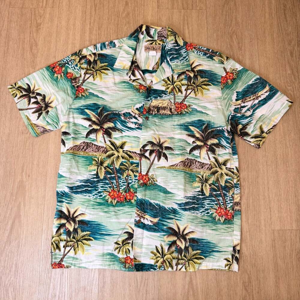 Blue Hawaii Hawaiian Islands Tropical Print Shirt XL